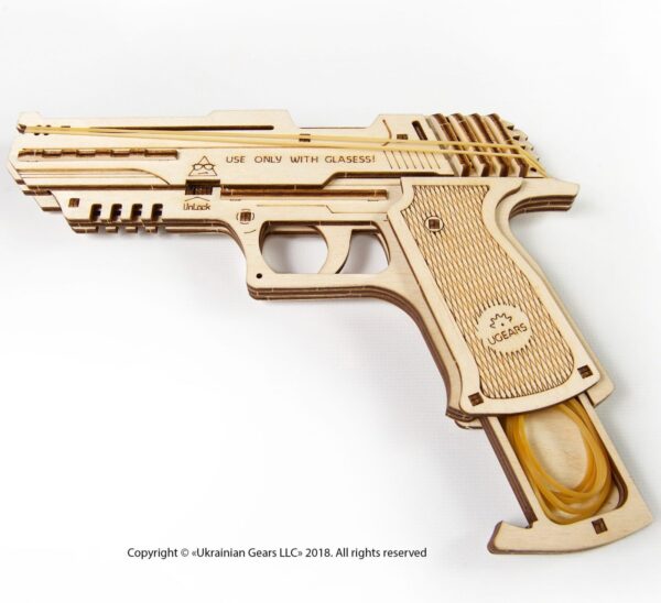 Pistolet Wolf-01  Ugears – Puzzle 3D en bois + 2