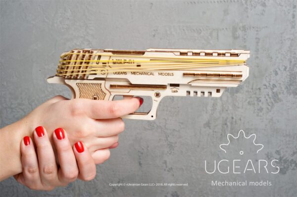 Pistolet Wolf-01  Ugears – Puzzle 3D en bois + 4