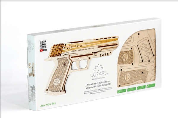 Pistolet Wolf-01  Ugears – Puzzle 3D en bois + 5