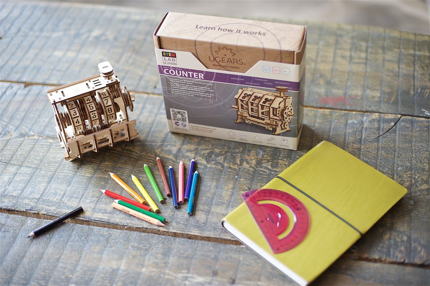 Maquette en bois : Compteur STEM - Ugears - Rue des Puzzles