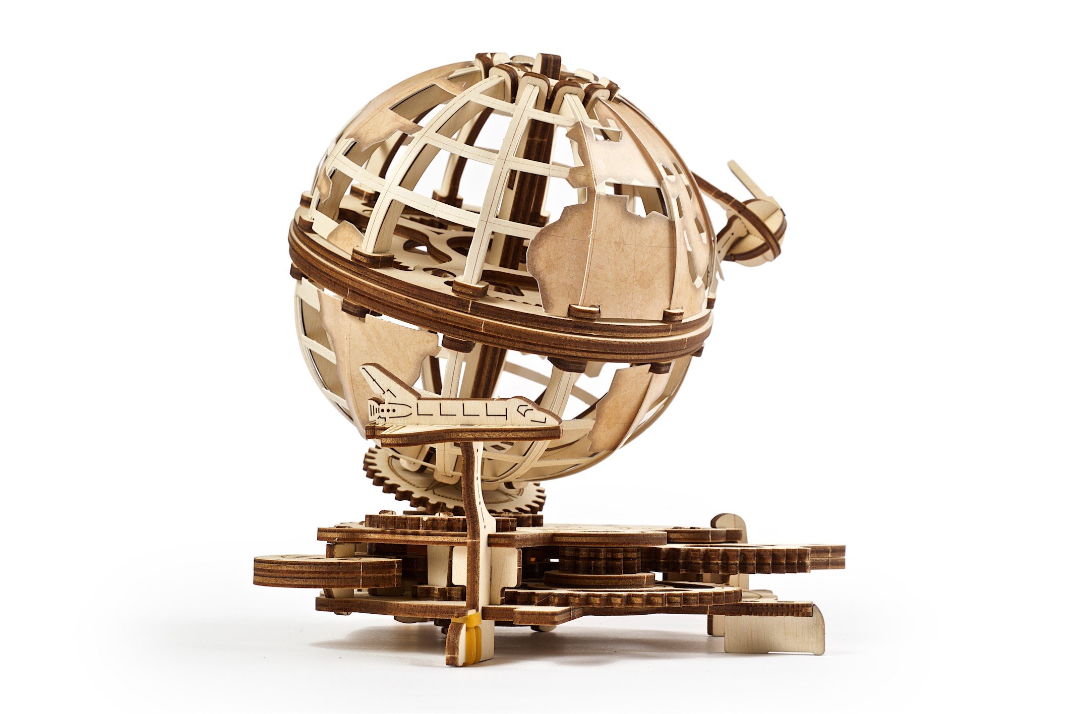 UGEARS Globe Puzzles 3D en Bois - Kit de Construction en Bois Tournant  Cadeau Fête des Pères - Globe Mécanique avec La Navette et Le Spoutnik -  Kits de Modèles en Bois