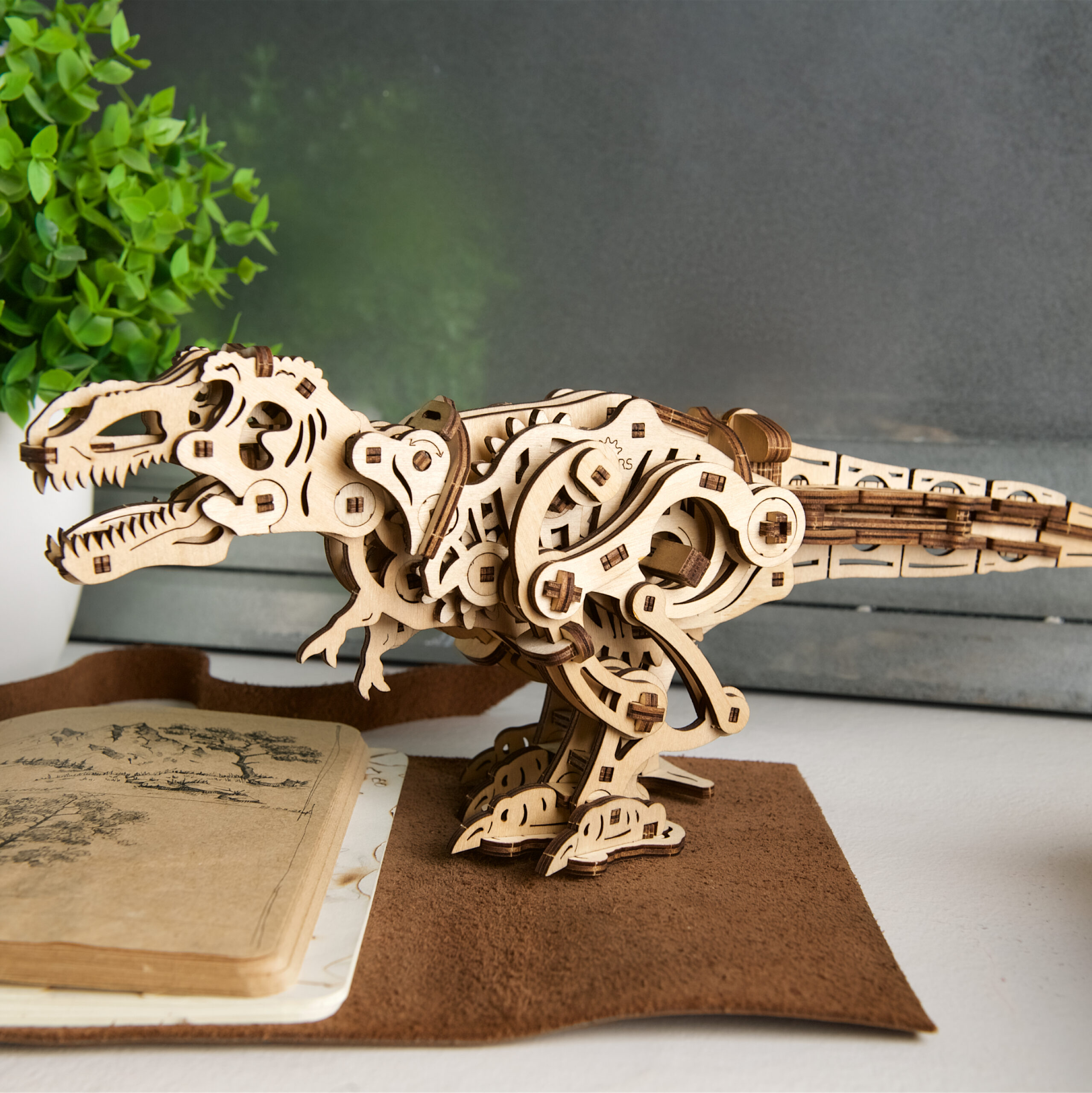 Animaux en bois puzzle 3D dinosaure T-rex - Kit de construction Jouets 38,2  x 9 x 28,5 cm