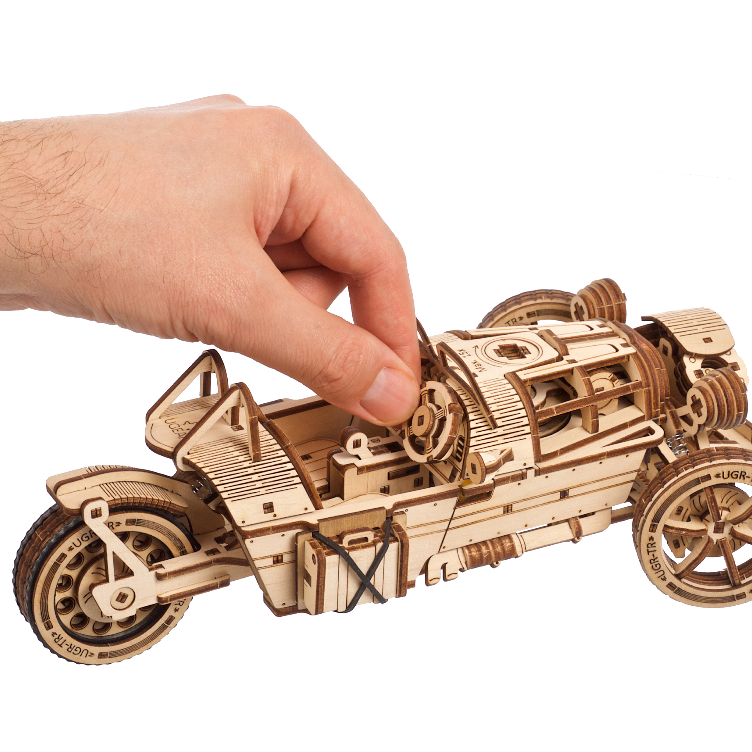 Puzzle mécanique 3D d'une moto à trois roues, le Trike d' Eco Wood Art