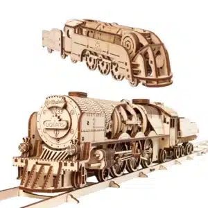 Locomotive V-Express Ugears + Mini Locomotive - Puzzle 3d en bois